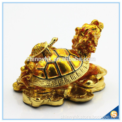Gold Plated Dragon Turtle With Money Shape Enamel Trinket Box For Decorative SCJ422